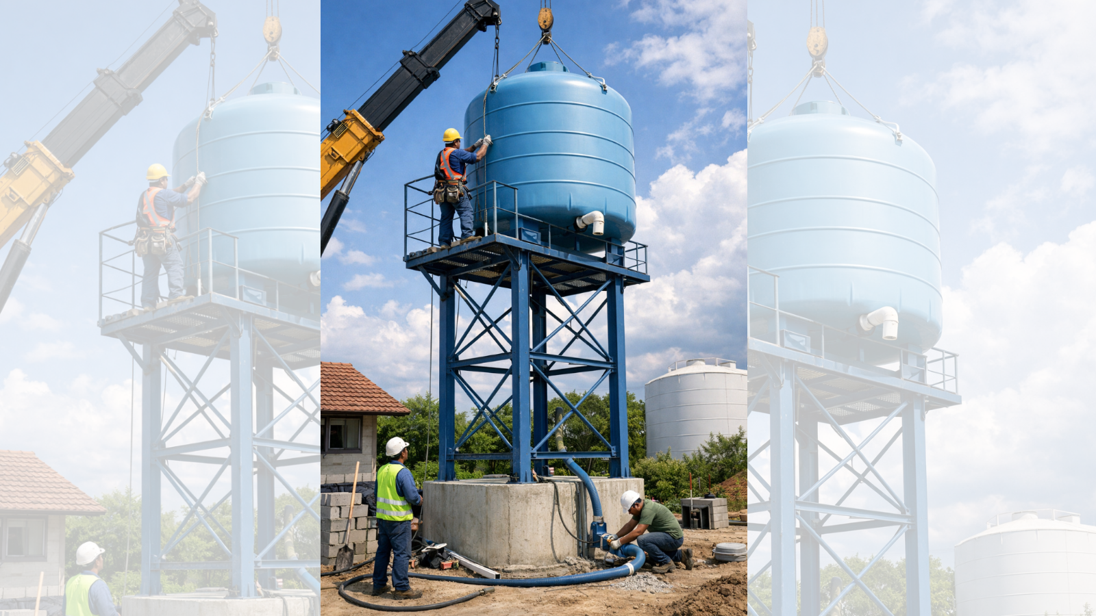Instalación de un sistema de tanque elevado.